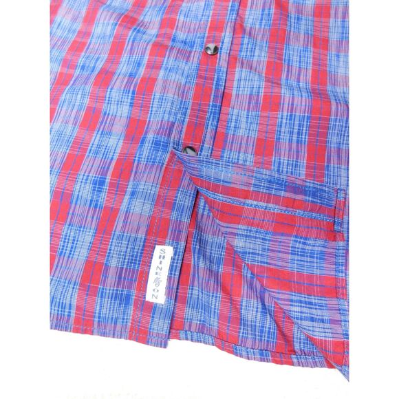 Men's Western Snap Shirt Sz. L Moon Shine Blue Red Short Sleeves - Picture 4 of 9